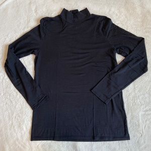 Everlane Luxe Cotton Mockneck Long Sleeve Tee - Black L